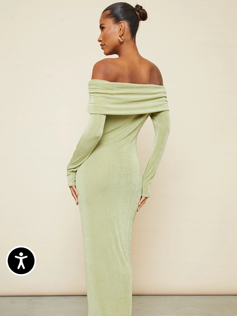 NWT Bodycon Bardot Long Sleeve Maxi Dress - Green